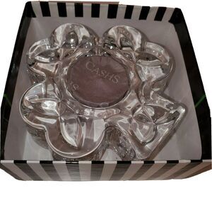 Cashs Ireland Crystal Celtic Shamrock Votive Candle Holder Handmade NIB 4.5in